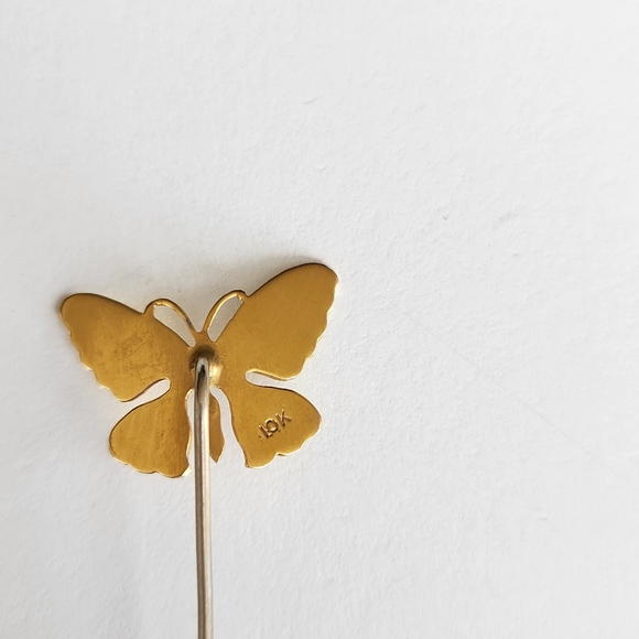 Vintage 10K butterfly stick pin - Picture 3 of 5